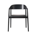 Krzesło drewniane z tapicerowanym siedziskiem AC2, buk czarny, skóra czarna - Andersen Furniture