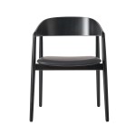 Krzesło drewniane z tapicerowanym siedziskiem AC2, buk czarny, skóra czarna - Andersen Furniture
