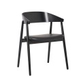 Krzesło drewniane z tapicerowanym siedziskiem AC2, buk czarny, skóra czarna - Andersen Furniture
