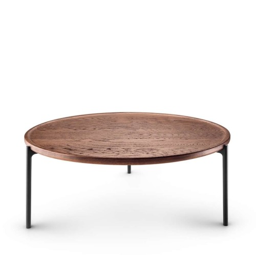 Niski stolik kawowy z drewnianym blatem Savoye Smoke Ø90 - PLEASE WAIT to be SEATED