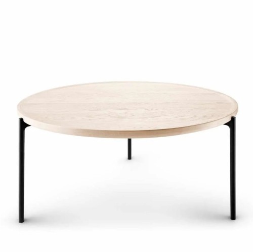 Stolik kawowy z drewnianym blatem Savoye bielony dąb Ø90 - PLEASE WAIT to be SEATED