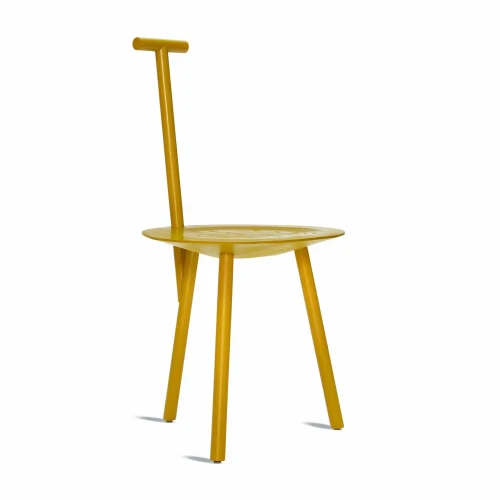 Minimalistyczne krzesło drewniane Spade, żółte - PLEASE WAIT to be SEATED