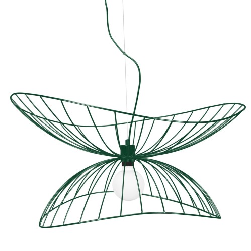 Metalowa lampa wisząca o falującym kształcie Ray 70, zielona - Globen Lighting