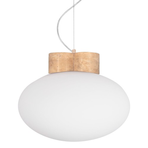 Designerska lampa wisząca szklana z trawertynową oprawką Mammut 30 - Globen Lighting