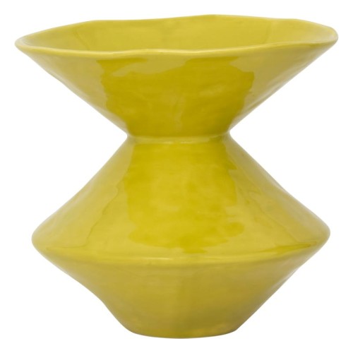Geometryczny wazon ceramiczny Zale, limonkowy żółty - UNC