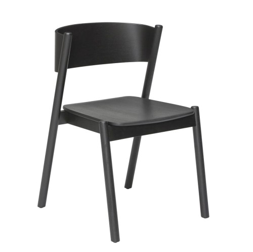 Krzesła dębowe do jadalni Oblique czarne, 2 szt - Hubsch