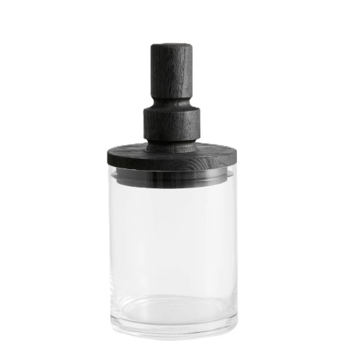 Szklany pojemnik kuchenny Salvie Black 850 ml, szkło i drewno - Nordal