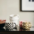 Kubki z kamionki w kratkę Ysia Olive 300 ml, 4 szt - Nordal