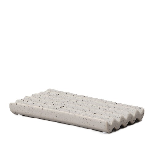 Ceramiczna mydelniczka z rowkami Amalie Rosalie 8 x 15 cm, terrazzo - Nordal