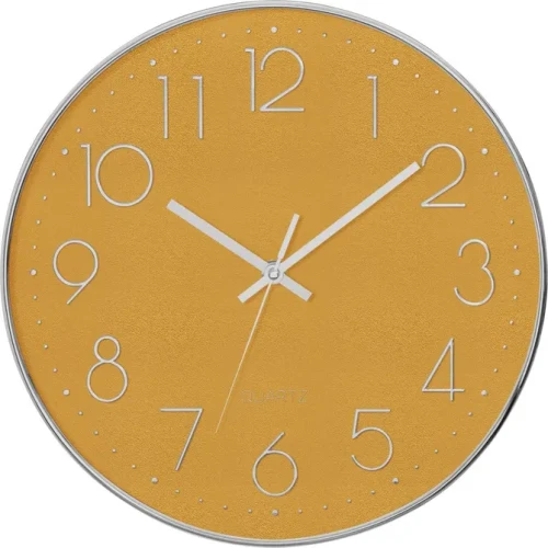 Nowoczesny zegar na ścianę Plast 3D, ochra - Atmosphera
