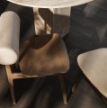 Designerskie krzesło drewniane ze skórzanym siedziskiem i oparciem Totem Dark Smoked - NORR11