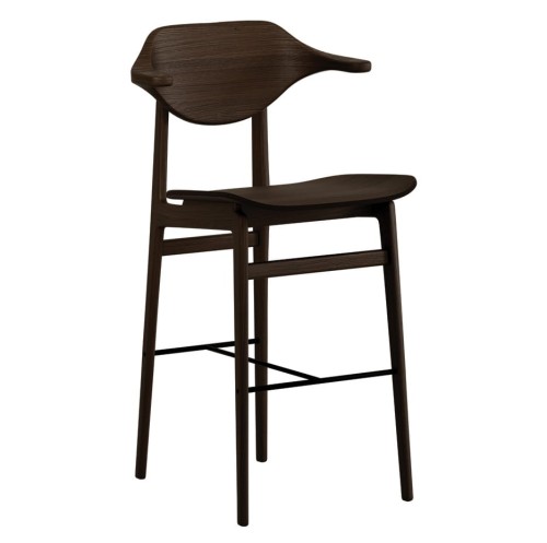 Drewniane krzesło barowe z oparciem Bufala 65, Dark Smoked - NORR11