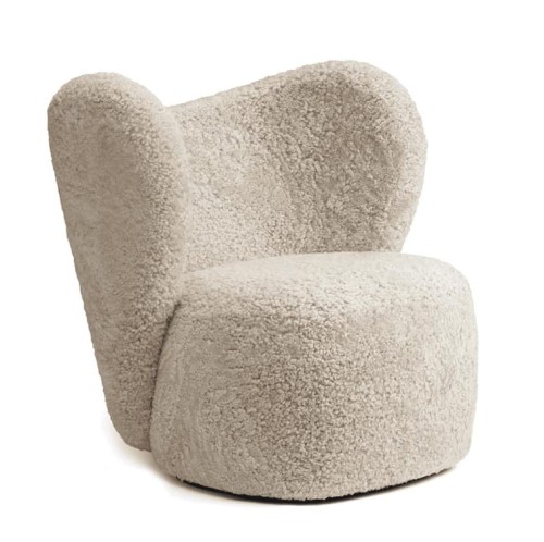 Ekskluzywny fotel obrotowy do salonu Little Big Sheepskin skóra wełna owcza - NORR11