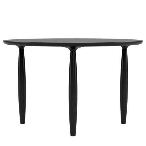 Okrągły stół z drewnianymi nogami Oku Ø 120, czarny - NORR11