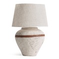 Duża lampa stołowa z terakoty z dekoracyjnym pasem 84cm - Vical