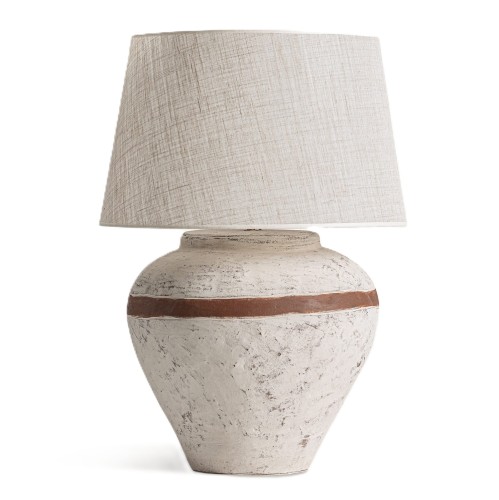 Duża lampa stołowa z terakoty z dekoracyjnym pasem 84cm - Vical