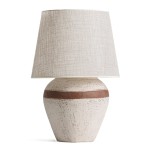 Lampa stołowa duża z terakoty z dekoracyjnym pasem 73cm - Vical