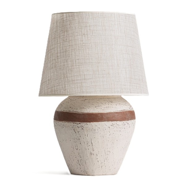 Lampa stołowa duża z terakoty z dekoracyjnym pasem 73cm - Vical
