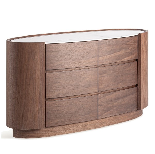 Komoda owalna z szufladami Stuetta, brązowa - Vical