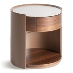 Okrągła szafka nocna z szufladą i półką Giswil - Vical