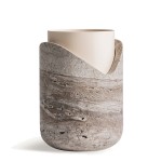 Wazon dekoracyjny z trawertynu i stali Daye Ø11 - Vical