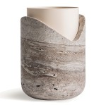 Wazon dekoracyjny z trawertynu i stali Daye Ø15 - Vical