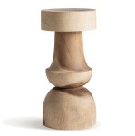 Drewniany stolik pomocniczy o rzeźbiarskiej formie Fauch, z drewna suar - Vical