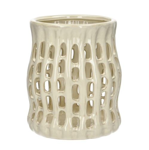 Beżowy świecznik z kamionki Nerida 22 - Pomax
