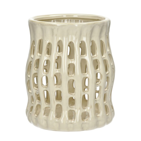 Beżowy świecznik z kamionki Nerida 22 - Pomax