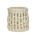 Beżowy świecznik z kamionki Nerida 16 - Pomax