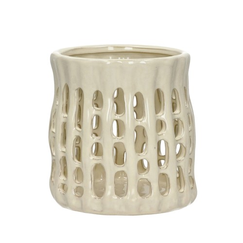 Beżowy świecznik z kamionki Nerida 16 - Pomax