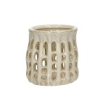 Beżowy świecznik z kamionki Nerida 11 - Pomax