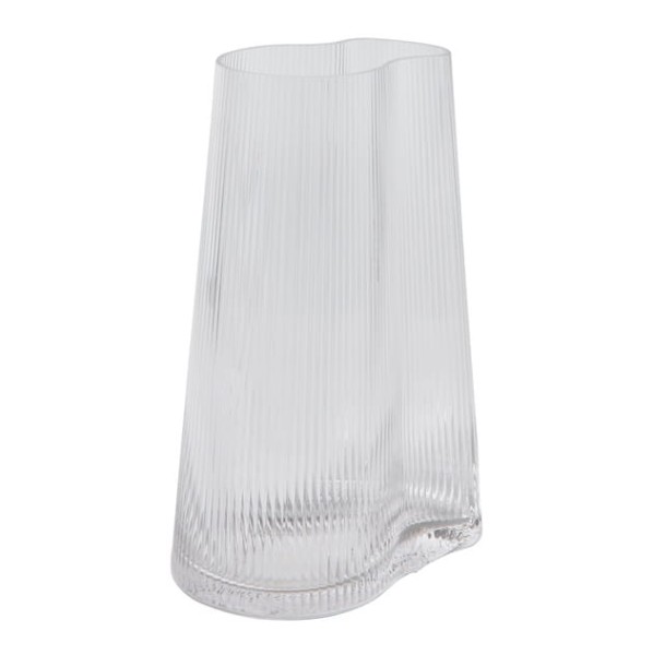 Wazon z ryflowanego szkła dmuchanego Ripe 26 cm - Muubs