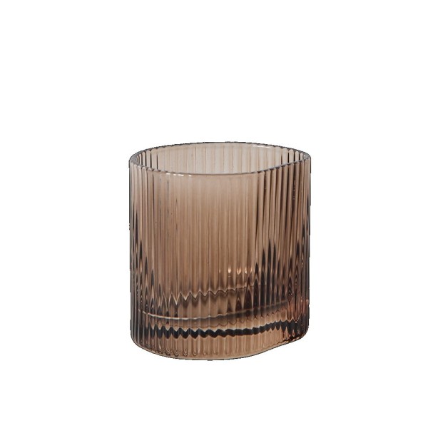 Szklanki z ryflowanego szkła Ripe Mini Smoked Brown 80 ml, nieregularny kształt, 4 szt - Muubs