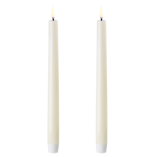 Świeca stożkowa 25 Led na baterie z ruchomym płomieniem, Ivory, 2pak - Uyuni