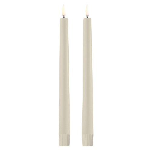 Świeca stożkowa 25 Led na baterie z ruchomym płomieniem, Oyster Grey, 2pak - Uyuni