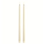 Długie świece stożkowe 32 na baterie z ruchomym płomieniem LED, Ivory, 2 pak - Uyuni