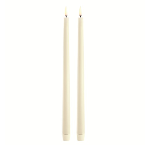 Długie świece stożkowe 32 na baterie z ruchomym płomieniem LED, Ivory, 2 pak - Uyuni
