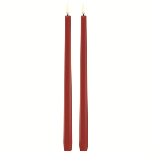 Długie świece stożkowe 32 na baterie z ruchomym płomieniem LED, czerwone, 2 pak - Uyuni