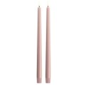 Długie świece stożkowe 32 na baterie z ruchomym płomieniem LED, Rose Powder, 2 pak - Uyuni