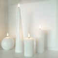 Rowkowana świeca walec 15 cm, LED na baterie z ruchomym płomieniem, biel Nordic - Uyuni