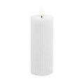 Rowkowana świeca walec 15 cm, LED na baterie z ruchomym płomieniem, biel Nordic - Uyuni