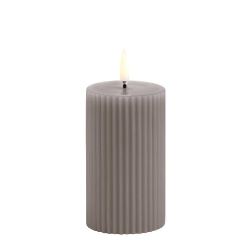 Rowkowana świeca walec 10 cm, LED na baterie z ruchomym płomieniem, Sandstone - Uyuni