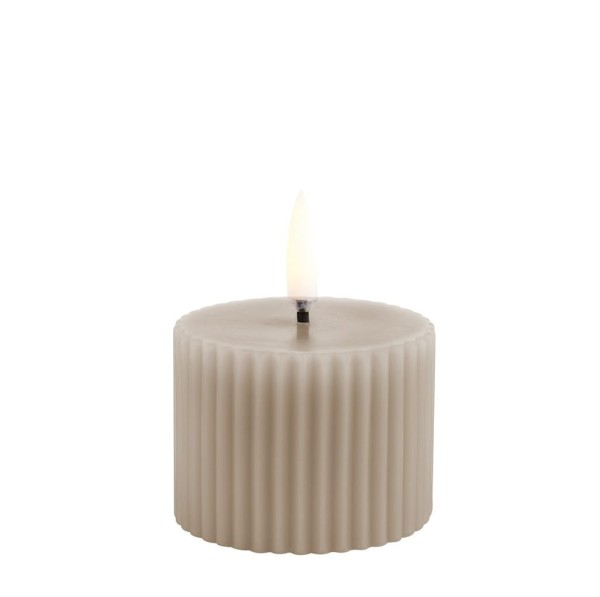 Rowkowana świeca walec 4,5 cm, LED na baterie z ruchomym płomieniem, Sandstone - Uyuni