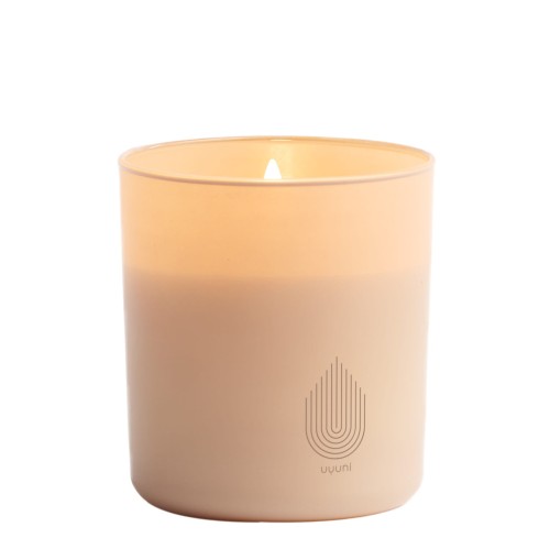 Świeca w szkle na baterie LED z ruchomym płomieniem 9x10, beżowa - Uyuni