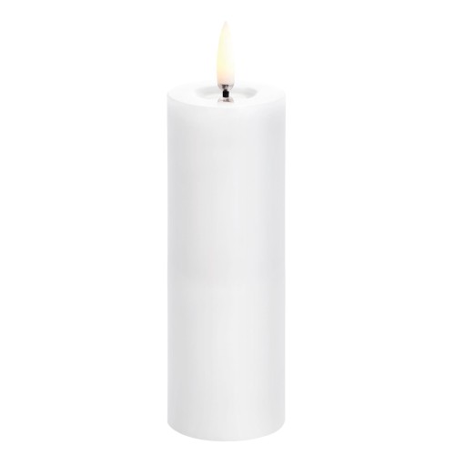 Świeca walec LED na baterie z ruchomym płomieniem Melted Pillar 5x14,5, biała - Uyuni