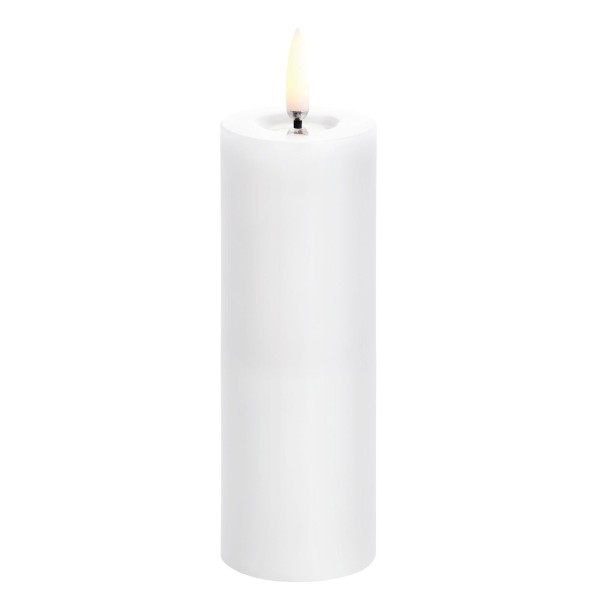 Świeca walec LED na baterie z ruchomym płomieniem Melted Pillar 5x14,5, biała - Uyuni