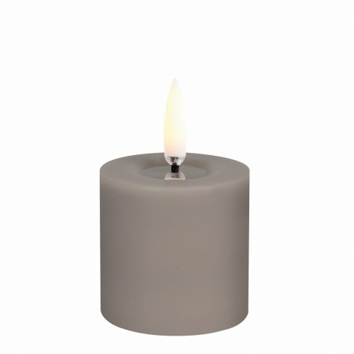 Świeca walec LED na baterie z ruchomym płomieniem Melted Pillar 5x4,5, Sandstone - Uyuni