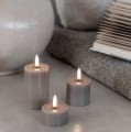 Świeca walec LED na baterie z ruchomym płomieniem Melted Pillar 5x4,5, Sandstone - Uyuni