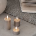 Świeca walec LED na baterie z ruchomym płomieniem Melted Pillar 5x2,8, Sandstone - Uyuni